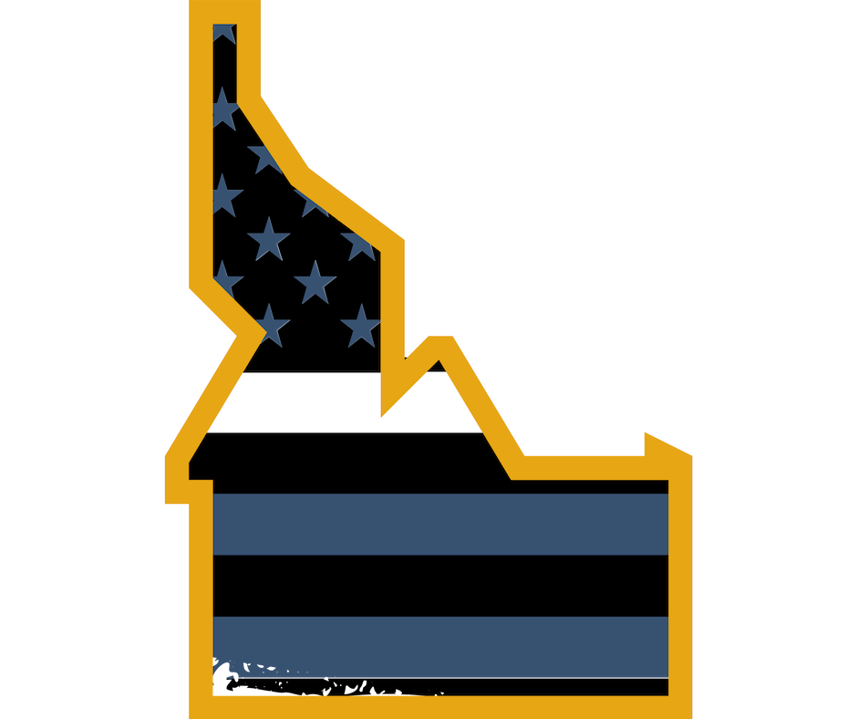 Heroes In Idaho American Flag with White Band in shape of the state of Idaho. Homes for Heroes